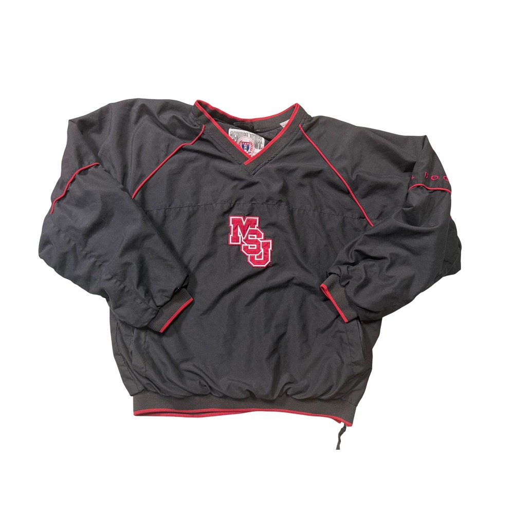 Vintage 90s Mississippi State Bulldogs Pullover Jacket Large Black Red MSU